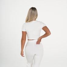 Load image into Gallery viewer, Cream Hello Weekend Lounge Cropped Tee